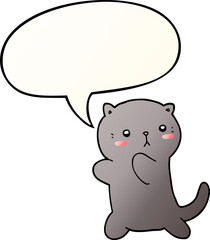 cute cartoon cat with speech bubble in smooth gradient style