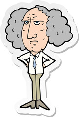 sticker of a cartoon big hair lecturer man