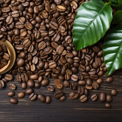 Coffee Beans Background with Copy Space