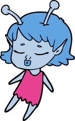 cute alien girl cartoon