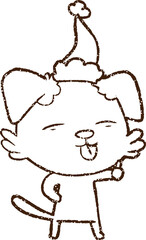 Christmas Dog Charcoal Drawing