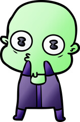 cartoon weird bald spaceman