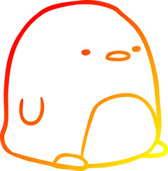 warm gradient line drawing of a cute penguin