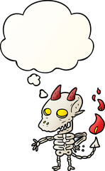 cartoon spooky demon with thought bubble in smooth gradient style