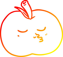 warm gradient line drawing of a cartoon high quality apple