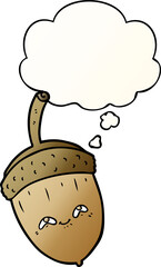 cartoon acorn with thought bubble in smooth gradient style