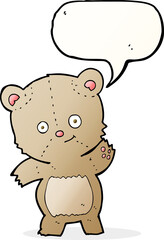 cartoon teddy bear with speech bubble