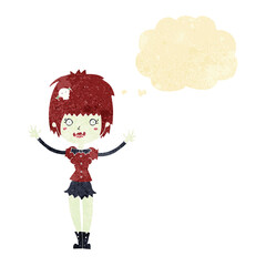 cartoon vampire girl with thought bubble