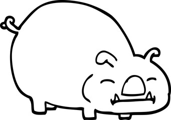 black and white cartoon pig