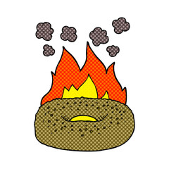 freehand drawn cartoon bagel