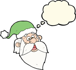 Obraz premium cartoon jolly santa claus face with thought bubble