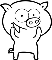 cheerful pig cartoon