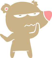 angry bear flat color style cartoon
