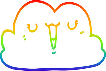 rainbow gradient line drawing of a cute cartoon cloud