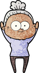 cartoon happy old woman