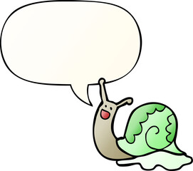 cute cartoon snail with speech bubble in smooth gradient style