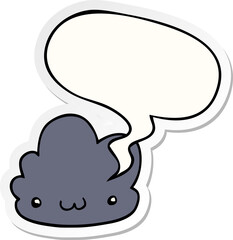 cute cartoon cloud with speech bubble sticker