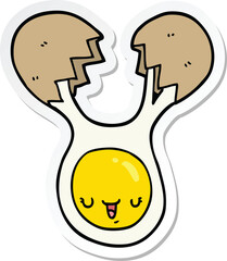 sticker of a cartoon cracked egg