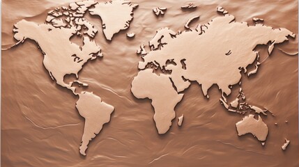 World Map Embossed Elegance: Banner Symbolizing Global Unity and Exploration

