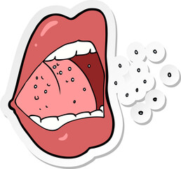 sticker of a cartoon sneezing mouth