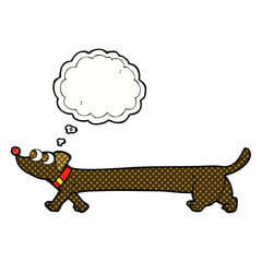 freehand drawn thought bubble cartoon dachshund