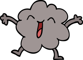 cartoon doodle happy grey cloud