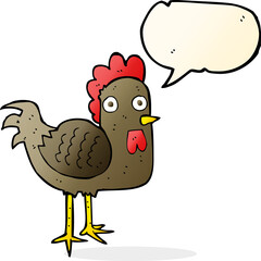 cartoon chicken with speech bubble
