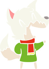 laughing fox wearing winter clothes