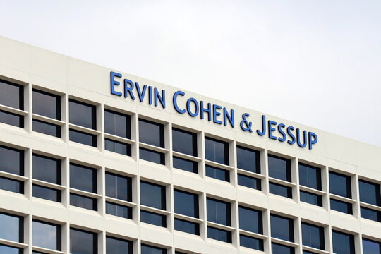 Beverly Hills, California - September 28, 2023: Ervin Cohen & Jessup building, the oldest and largest law firm in Beverly Hills at 9401 Wilshire Blvd