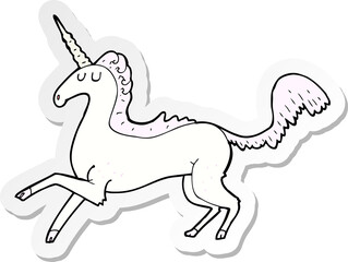 sticker of a cartoon unicorn