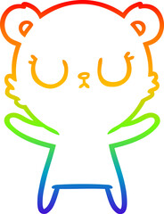 rainbow gradient line drawing of a peaceful cartoon bear