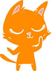 calm flat color style cartoon cat