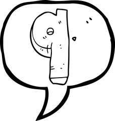 freehand drawn speech bubble cartoon stone number nine