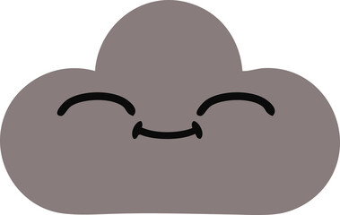 flat color retro cartoon of a storm cloud