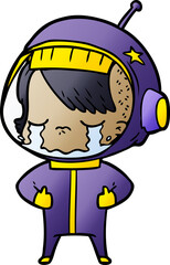 cartoon crying astronaut girl