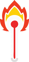flat color retro cartoon of a hot glass thermometer