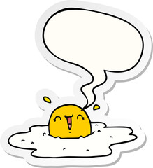 cartoon fried egg with speech bubble sticker