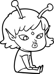 pretty cartoon alien girl
