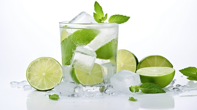 "Cooling Vibes: Ice, Lime, and Fresh Mint"

