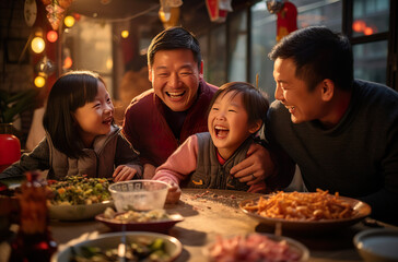 chinese family celebrate chinese new year