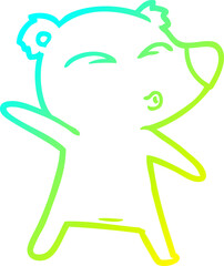cold gradient line drawing of a cartoon whistling bear