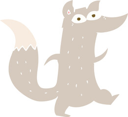 flat color illustration of cute wolf