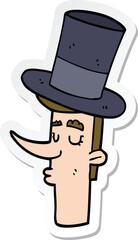 sticker of a cartoon man wearing top hat