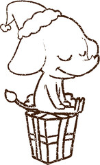 Christmas Elephant Charcoal Drawing