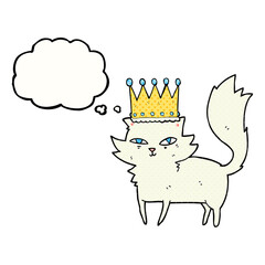freehand drawn thought bubble cartoon posh cat