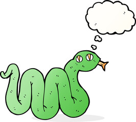 funny cartoon snake with thought bubble