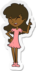sticker of a cartoon girl making point
