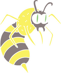 hand drawn quirky cartoon wasp