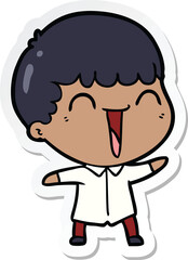 sticker of a cartoon happy man