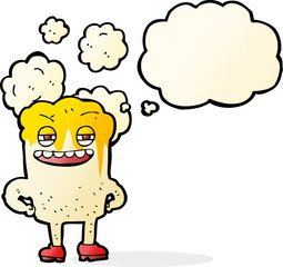 cartoon happy tooth with thought bubble